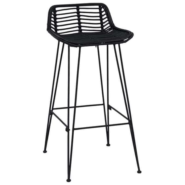 Baari-istuin - MAISON EXCLUSIVE - Rottinki ja Teräs - 2 kpl - Musta - 44 x 46 x 91 cm Svart