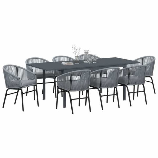 Maison Exclusive - 9 pc have spisebordssæt i grå polyrotin Grå