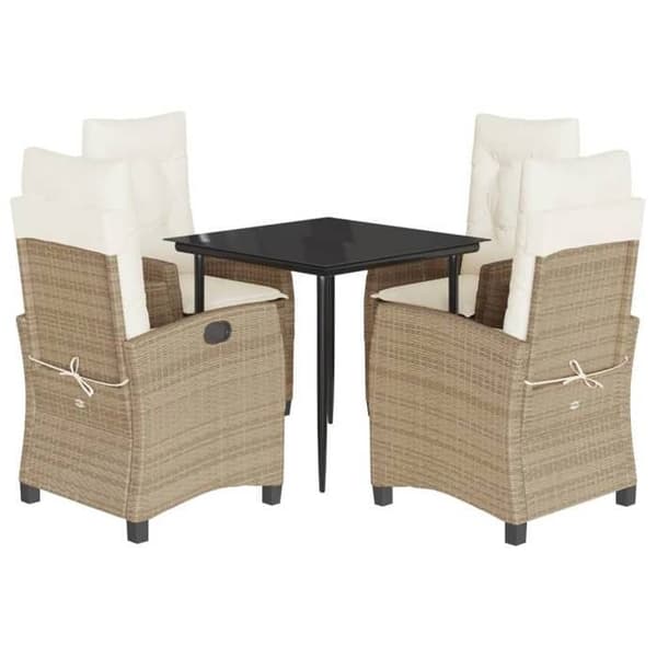 Maison Exclusive - Puutarhakalusteryhmä tyynyillä 5 kpl Beige polyrottinki beige