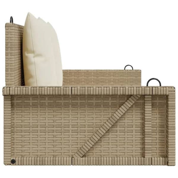 Maison Exclusive - Balanssoffa med beige kuddar 119x56x48 cm flätad resin