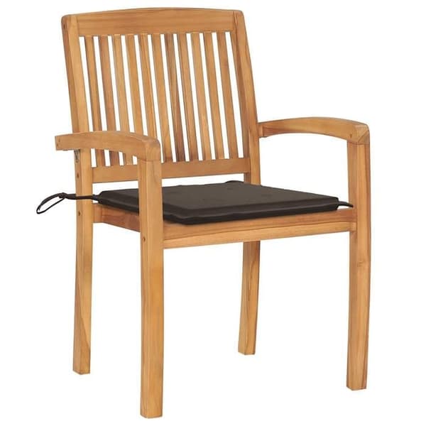 Maison Exclusive - Stabelbare havestole med puder sæt af 4 Solid teak Taupe (färg på kudden)