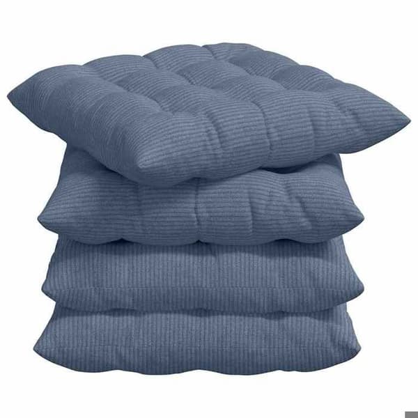 Sittkuddar - EXKLUSIVT HEM - 4 st (40 x 40 x 6 cm) - Kordfløyel - Blå - Polyesterfyllning Blå