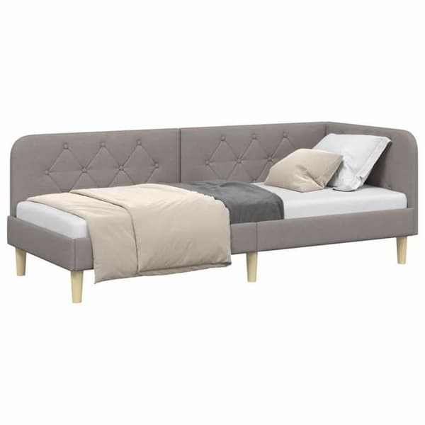 Vinkel säng - EXKLUSIV HEM - L-formad säng - 80 x 200 cm - Polyester tyg - Vändbart armstöd Mol