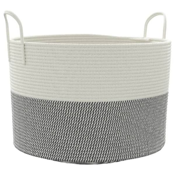 Maison Exclusive - Grå och vit förvaringskorg Ø51x33 cm i bomull grått och vitt