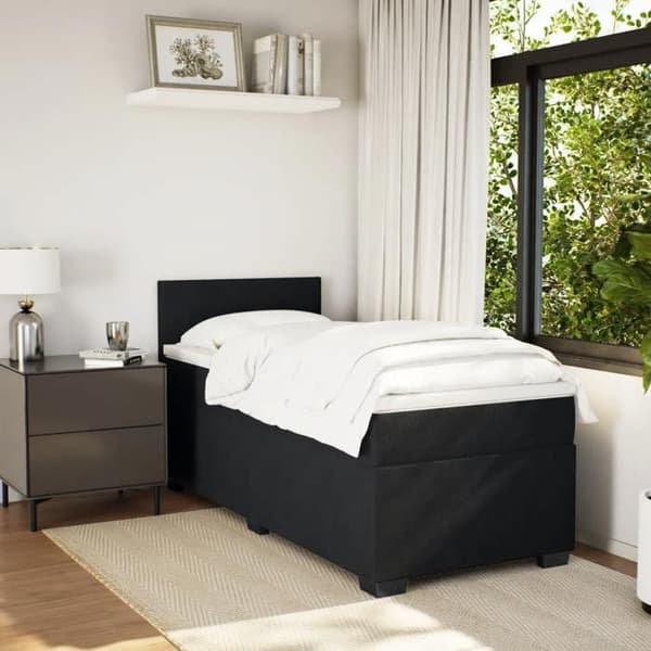 Maison Exclusive - Sänkyosa lammella ja musta patja 90x200 cm sametti