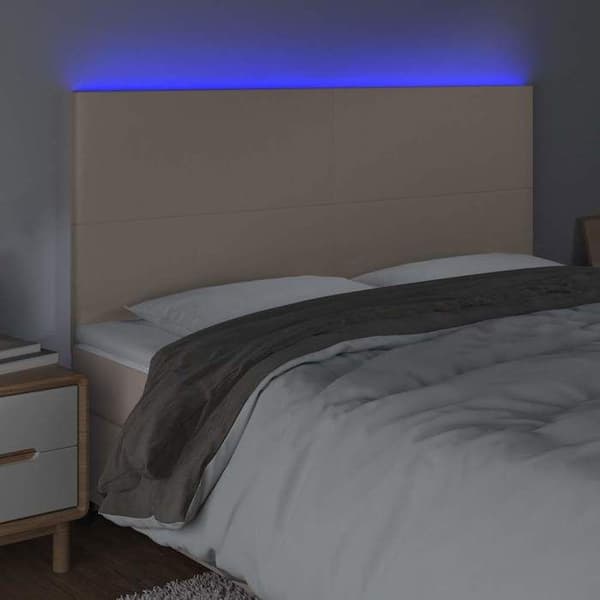 Maison Exclusive - LED Hovedgærde Cappuccino 180x5x118/128 cm Simililæder