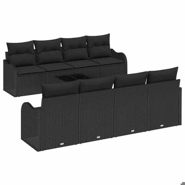Maison Exclusive - 9-osainen puutarhakalustesarja 8-hengen musta