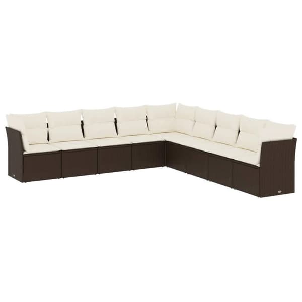 Maison Exclusive - Trädgårdsmöbler med kuddar 9 delar brun flätad resin