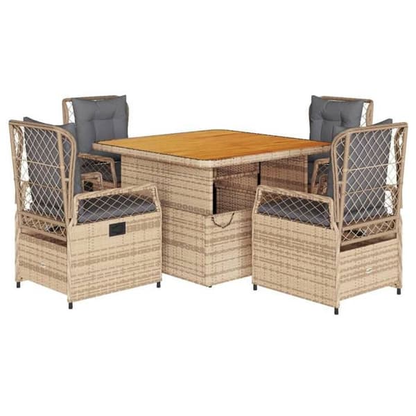 Maison Exclusive - Puutarhakalusteryhmä tyynyillä 5 kpl Beige polyrottinki