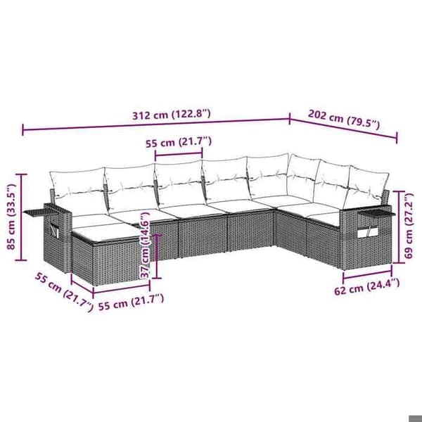 Maison Exclusive - Trädgårdsmöbler 8 delar med ljusgrå kuddar i flätad resin