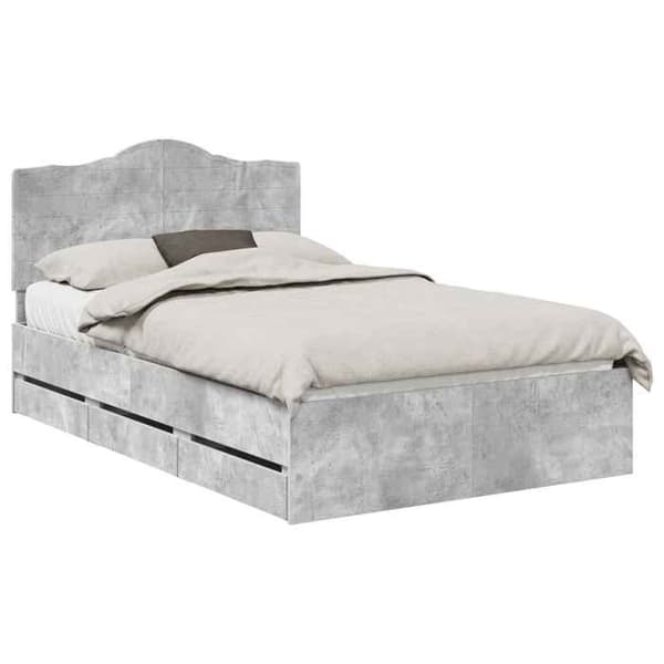Maison Exclusive - Sängram Grå Betong 135 x 190 cm Ingenjörsträ