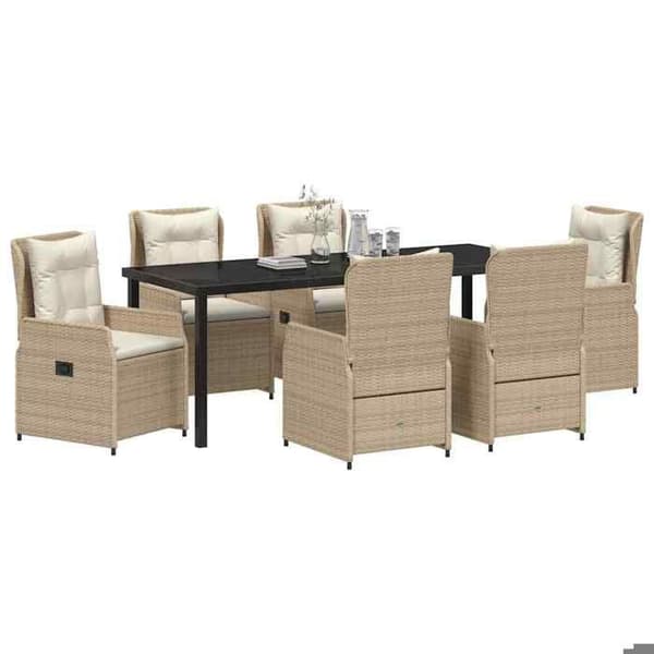 Maison Exclusive - 7 dele have spisebordssæt i beige og lys grå Beige och Ljusgrå