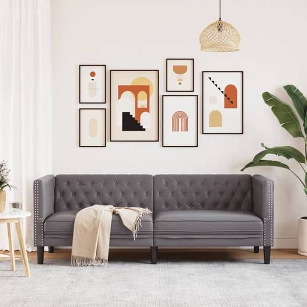 Maison Exclusive - Chesterfield 3-personers sofa i grå kunstlæder