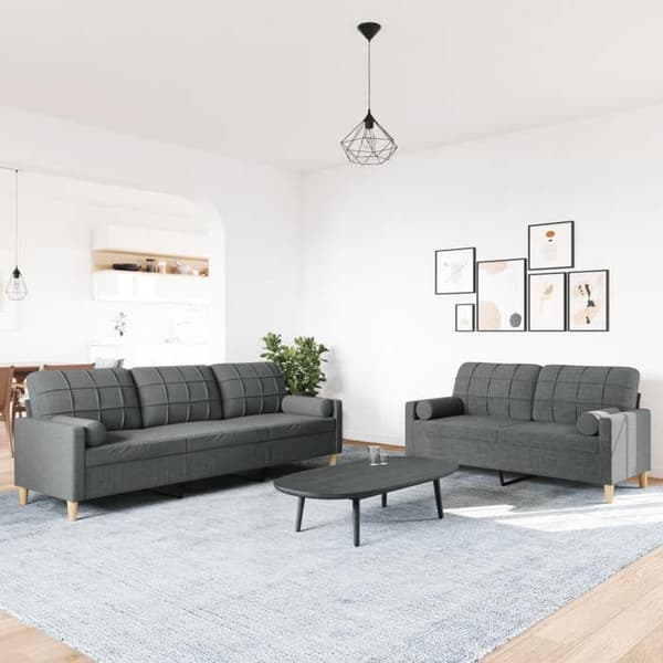 Maison Exclusive - 2 kpl tummanharmaita koristepillowilla varustettu sohvasetti mörkgrå