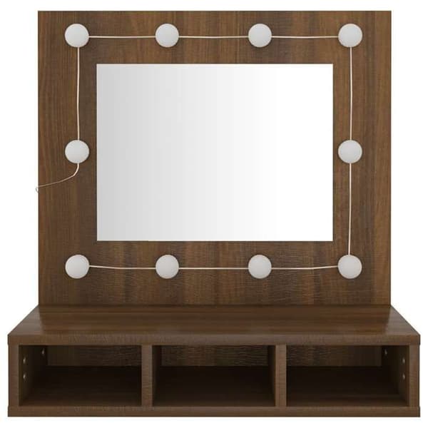 Maison Exclusive - Spejlskab med LED Egetræ brun 60x31,5x62 cm