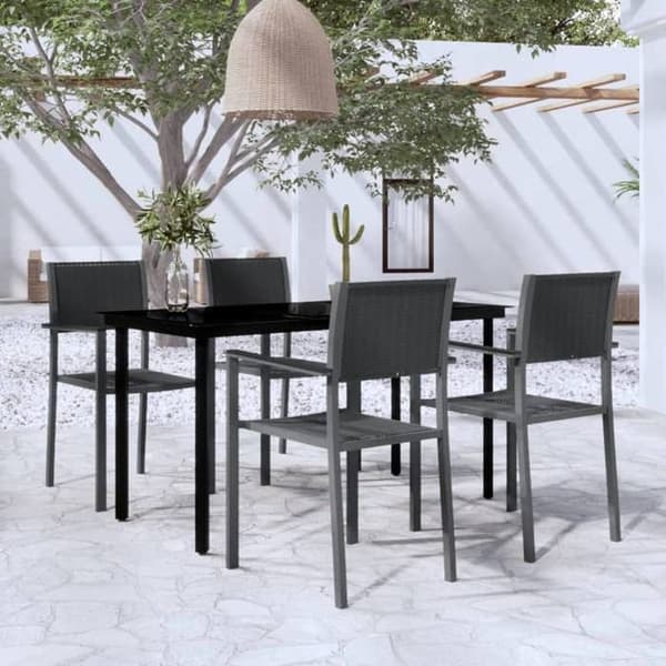 Maison Exclusive - 5 osan musta puutarhakalustesarja