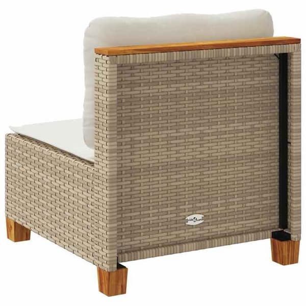 Maison Exclusive - Trädgårdssoffa utan armstöd med beige kuddar i flätad resin beige