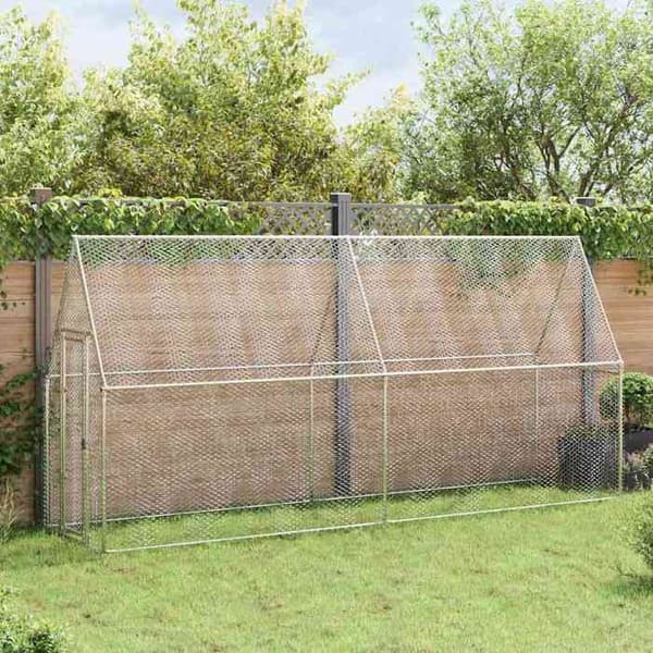 Hönsgård - Exklusivt hus - galvaniserat stål - 100x100x190 cm - låsbart dörr Silver