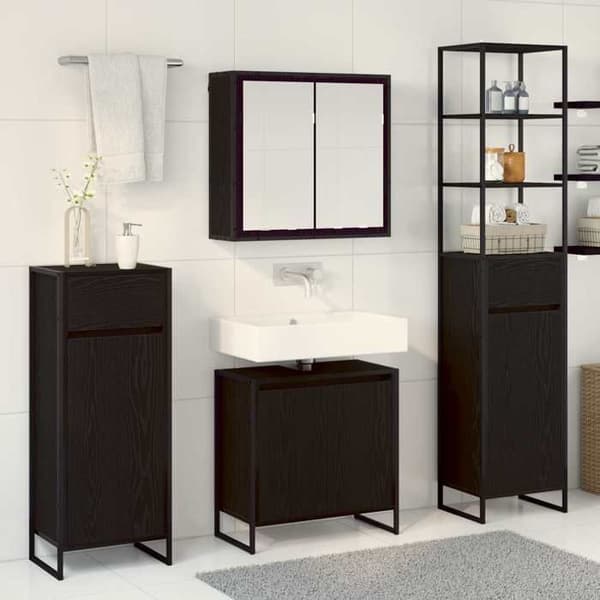 Maison Exclusive - 4-delars badrumsinredning i svart ek