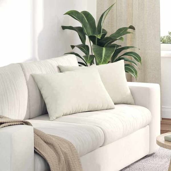 Sofa pude - MAISON EXCLUSIVE - Sæt af 2 - Fløjl - Creme - 60 x 40 cm Grädde