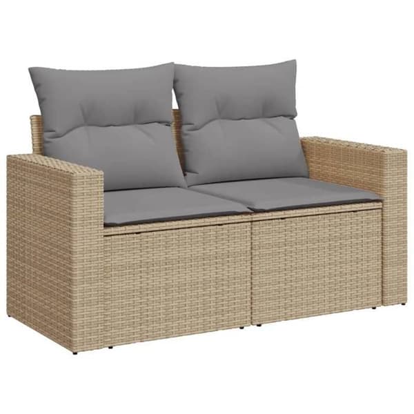 Maison Exclusive - Trädgårdsmöbler med kuddar 10 delar beige flätad resin