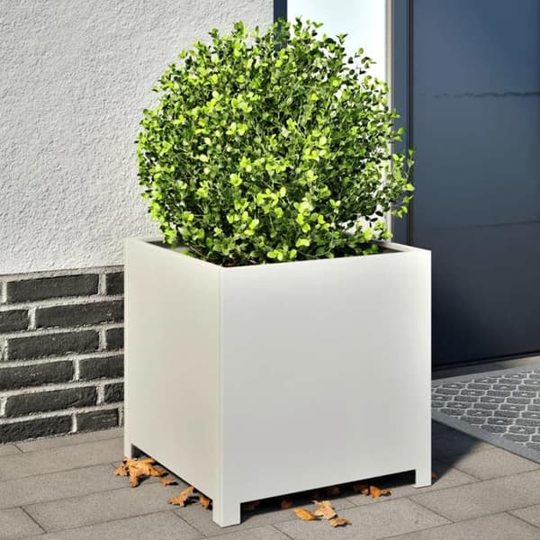 Maison Exclusive - Vit kruka 50x50x50 cm stål