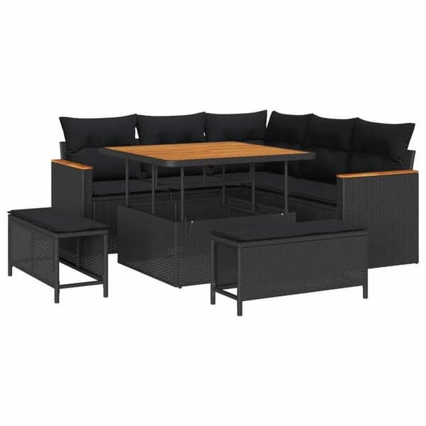 Maison Exclusive - 8 osan puutarhakalustesetti, musta polyrottinki