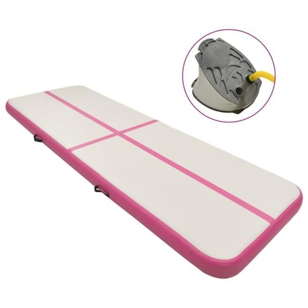 Uppblåsbar gymnastikmatta med pump 400x100x20cm PVC Pink0 [cm] Rosa