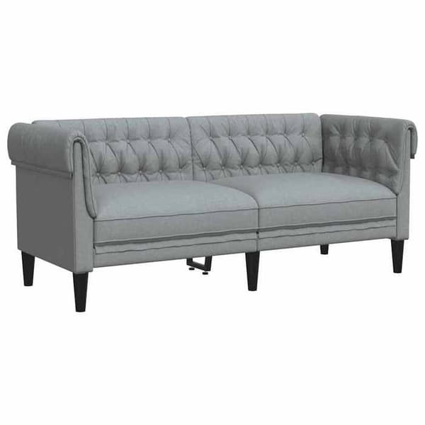 Divaani - MAISON EXCLUSIVE - Chesterfield - 2 paikkaa - Vaaleanharmaa kangas - Kääntötyynyt Ljusgrått