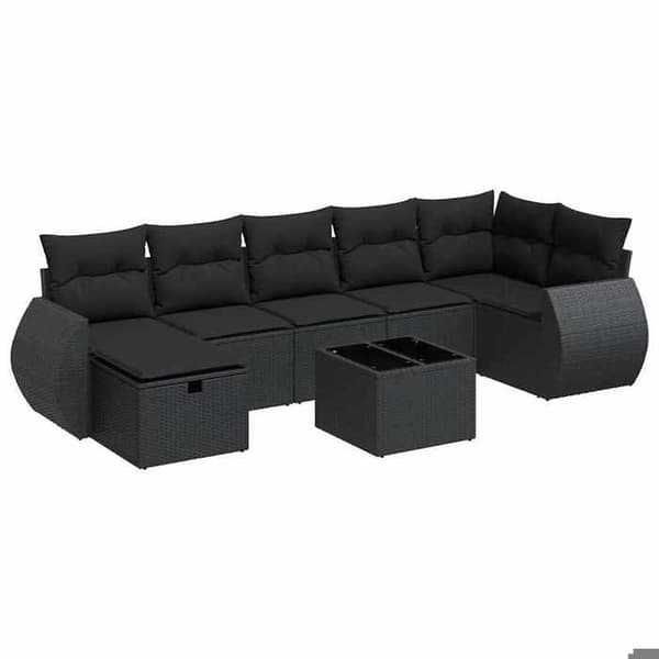 Maison Exclusive - Trädgårdsmöbler 8 delar med svarta kuddar i flätad resin