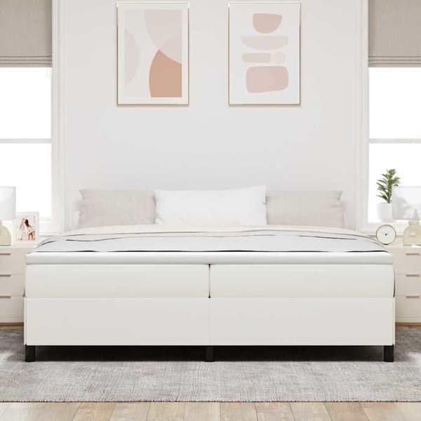 Lit - EKSKLUSIVT HUS - Box Spring - 200 x 200 cm - Cremevelour - Inkluderet lamelramme Grädde