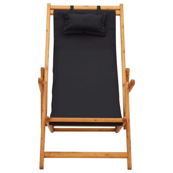 Maison Exclusive - Sammenklappelig strandstol i solid eucalyptus træ og sort stof
