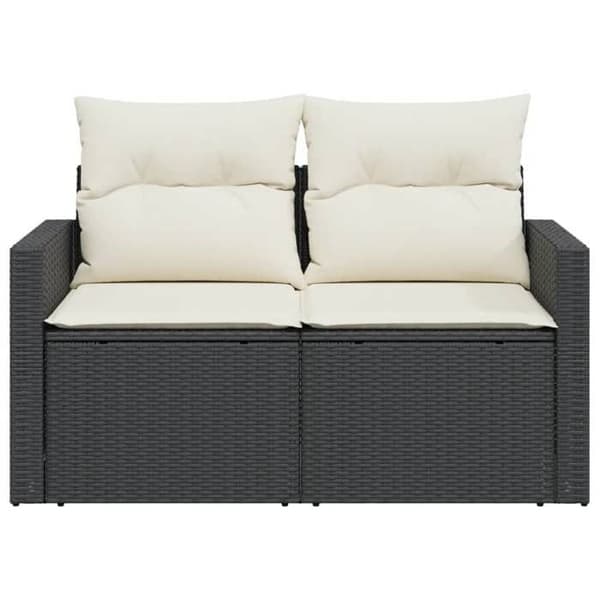 Maison Exclusive - Trädgårdsoffa med kuddar 2 platser svart flätad resin