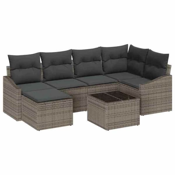 Lounge-soffor - MAISON EXCLUSIVE - Modulär - Ljusgrå - 7-delat set - UV-beständig poly rattan Ljusgrått