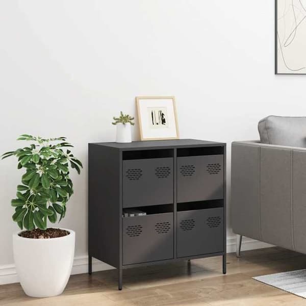 Maison Exclusive - Buffet sort 68x39x73,5 cm koldvalset stål