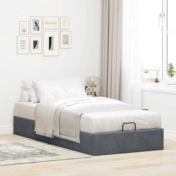 Maison Exclusive - Tummanharmaa 90x190 cm samettinen ilman patjaa oleva vuodekehys