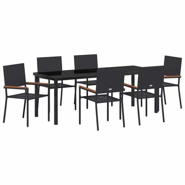 Maison Exclusive - 7 pc have spisebordssæt i sort polyrotin Svart