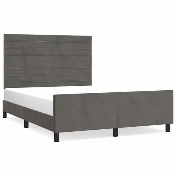 Sengestel - EKSKLUSIV HUS - 140x200 cm - Velour - Justerbar hovedgærde - Mørkegrå Mörkgrå