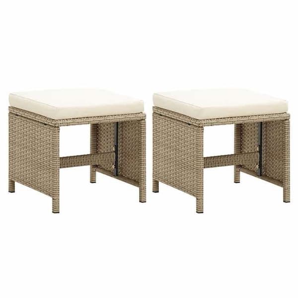 Maison Exclusive - Trädgårdsstolar set om 2 med kuddar i flätad resin Beige