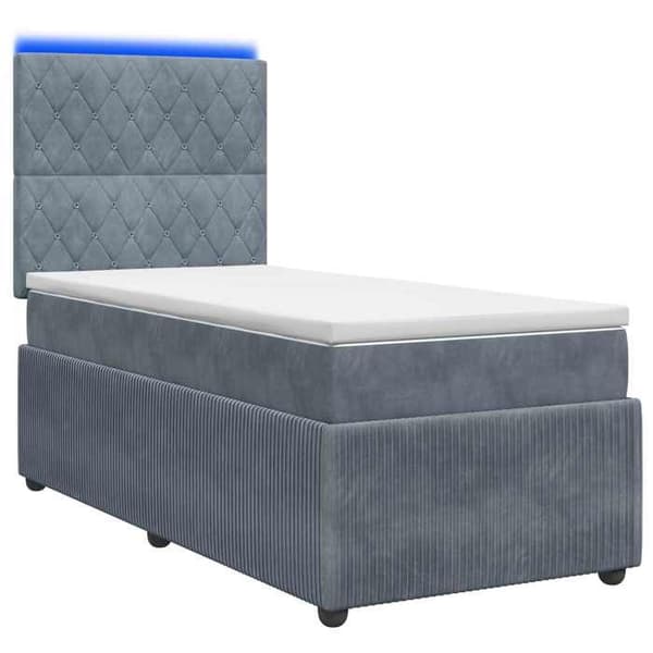 Maison Exclusive - Boxspring-säng med LED och mörkgrå madrass 90 x 190 cm Sammet