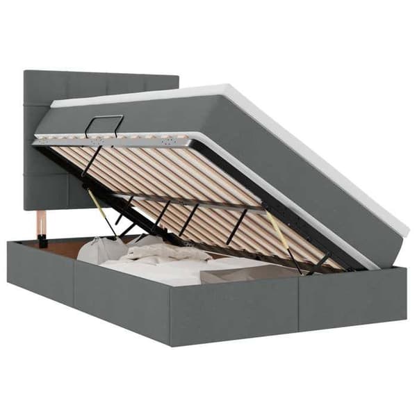 Förvaringssäng - EXKLUSIV HEM - Maison Exclusive - 120x200 cm - Mörkgrå - Inbyggd LED - Mediumfast madrass Mörkgrå