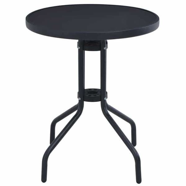 Havemøbel - EKSKLUSIV HUS - Ø80 cm - Sort - Stål & glas - Rund Svart