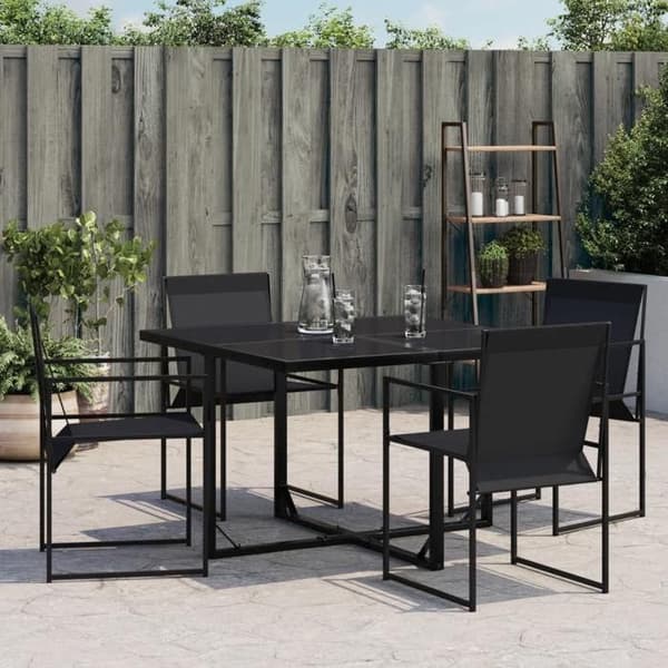 Maison Exclusive - Havestole 4 stk sort stål og textilene