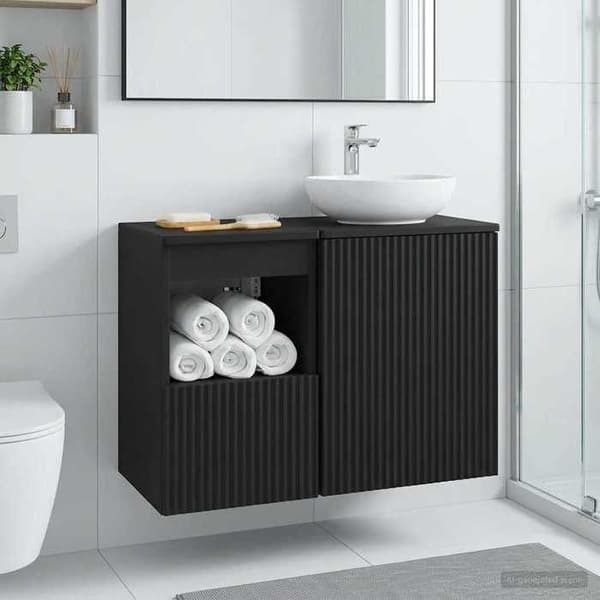 Maison Exclusive - Badeværelsesskab Sort 30 x 35 x 50 cm Ingeniørtræ Svart