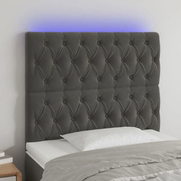 Maison Exclusive - LED-päätyharso Tummanharmaa 90x7x118/128 cm Sametti Mörkgrå
