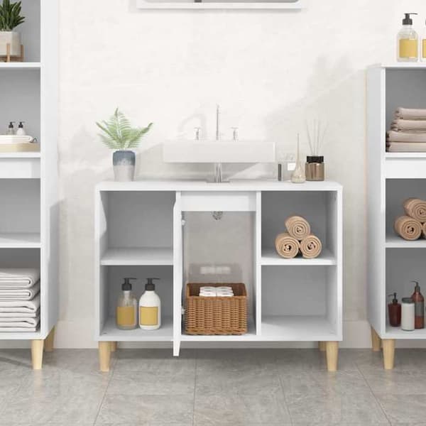 Maison Exclusive - Vit diskbänksmöbel 80x33x60 cm ingenjörsträ
