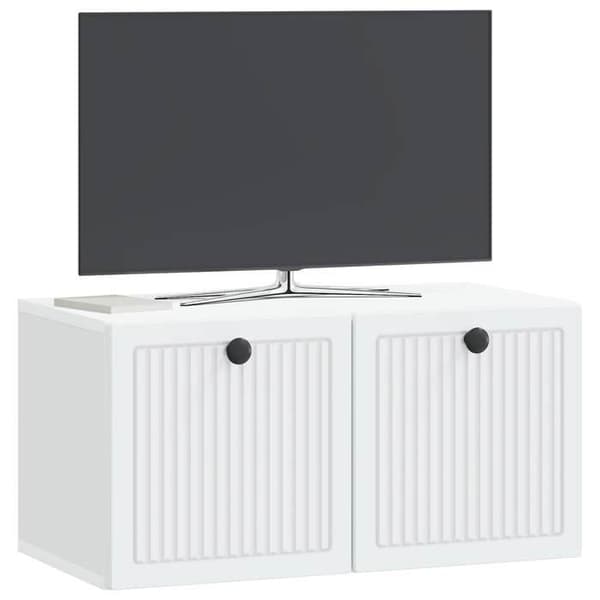 Väggmonterad TV-möbel - EXKLUSIV HEM - 59,5x31x30 cm - Vit - Ingenjörsträ - Lätt väggmontering Vit