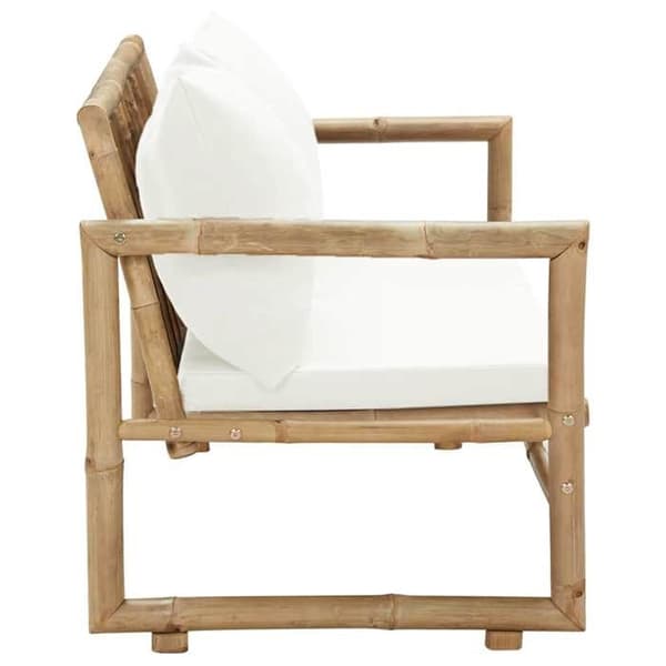 Maison Exclusive - 2-sits trädgårdssoffa med bambukuddar Bambu (äkt färg)