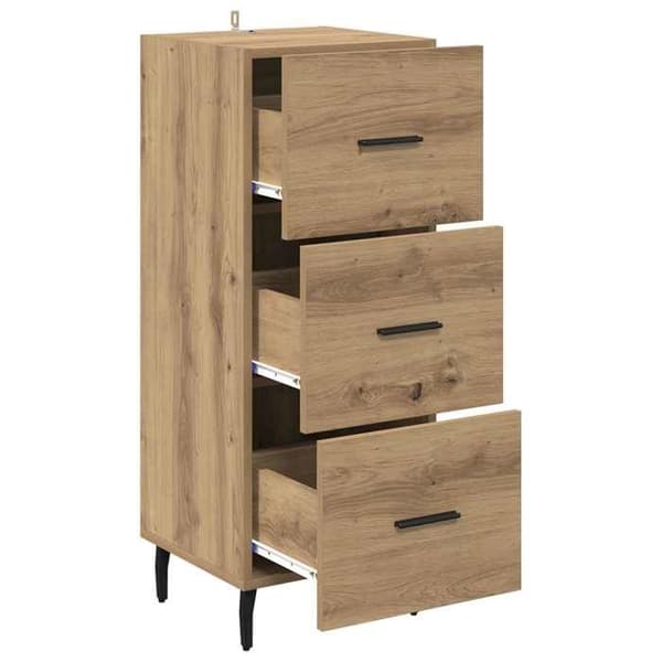 Maison Exclusive - Buffet i egetræ, håndlavet 34 x 34,5 x 90 cm Ingeniørtræ