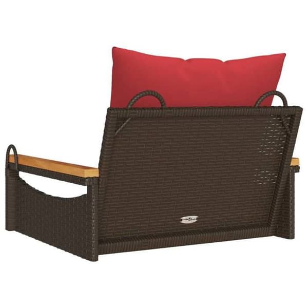 Maison Exclusive - Balanssoffa med bruna kuddar 63x62x40 cm flätad resin kastanj